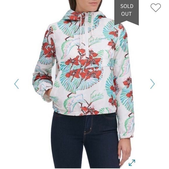 NWT Levi’s White Floral Wind Breaker Jacket S - Picture 1 of 11